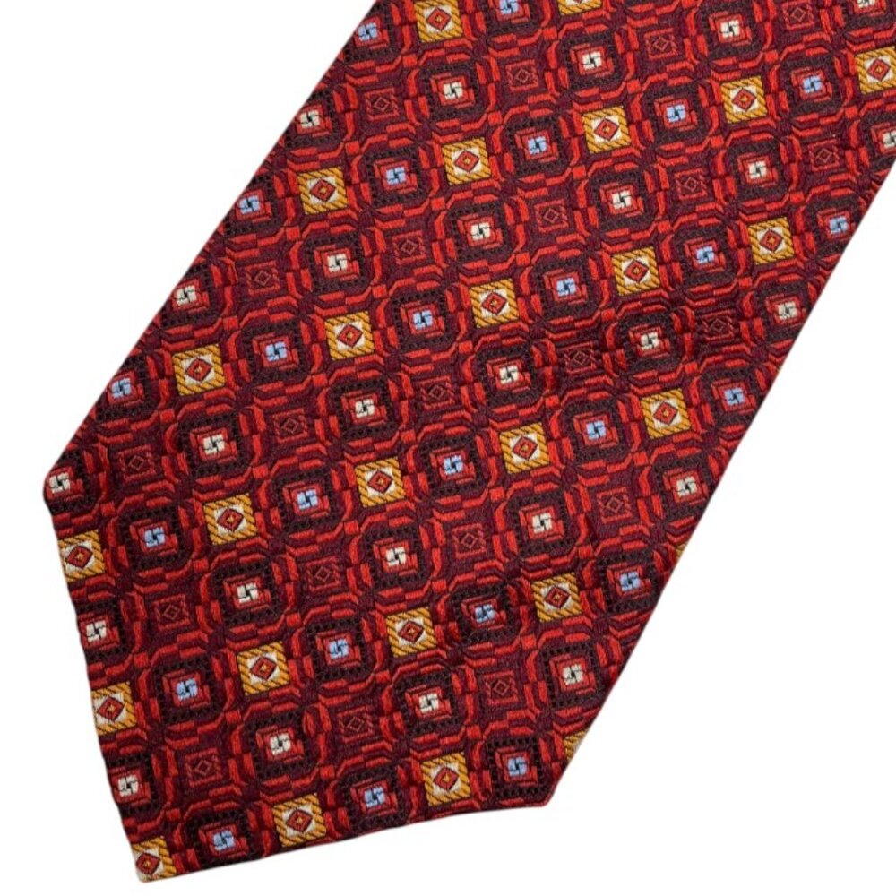 Robert Talbott Silk Tie Best of Class Red Geometric Woven Jacquard Textured